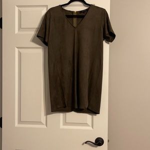 Olivaceous Olive green suede dress/top size S